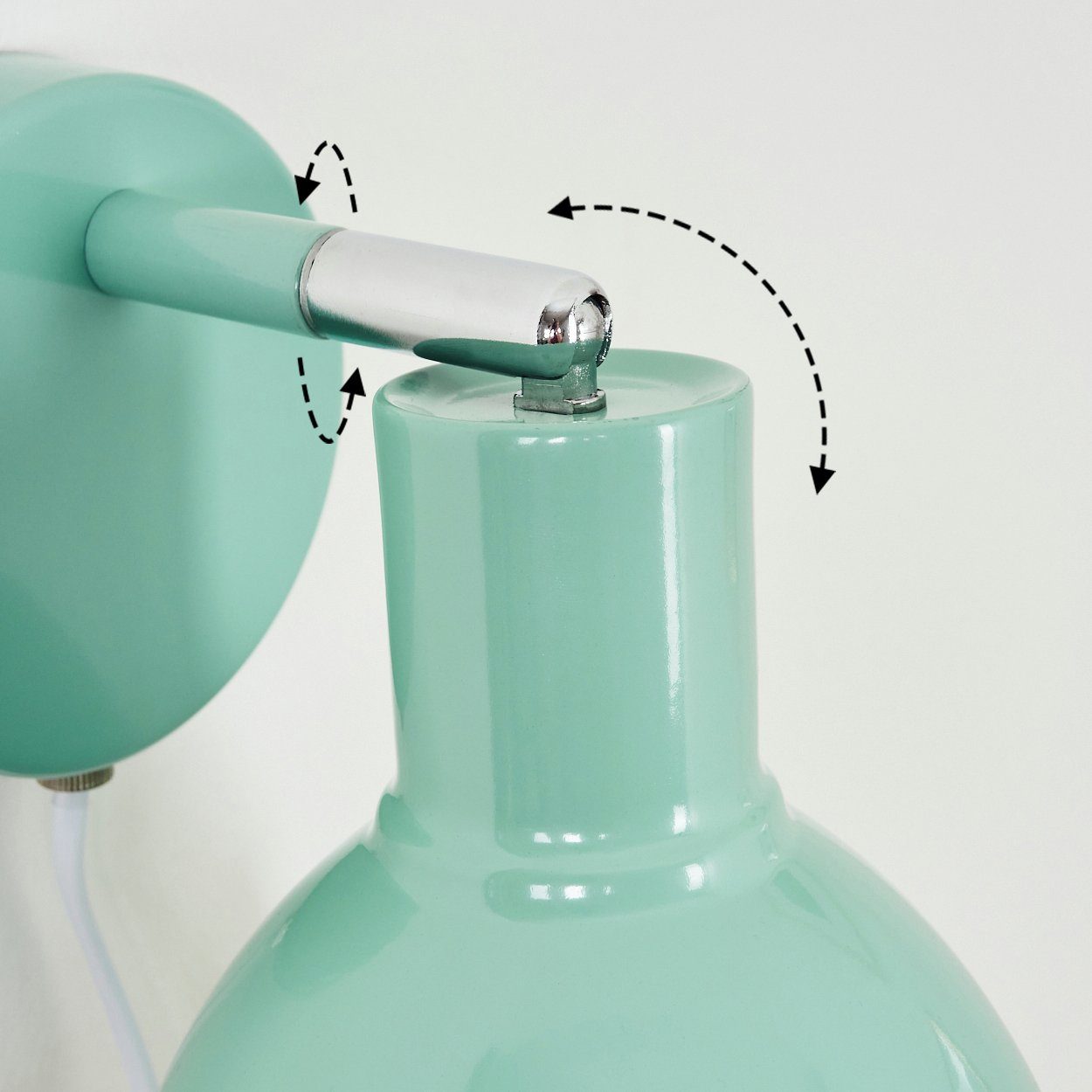 hofstein Wandleuchte »Bier« Wandlampe aus Metall in Grün und Weiß, ohne Leuchtmittel, mit verstellbarem Lampenschirm, E27, mit An- & Ausschalter