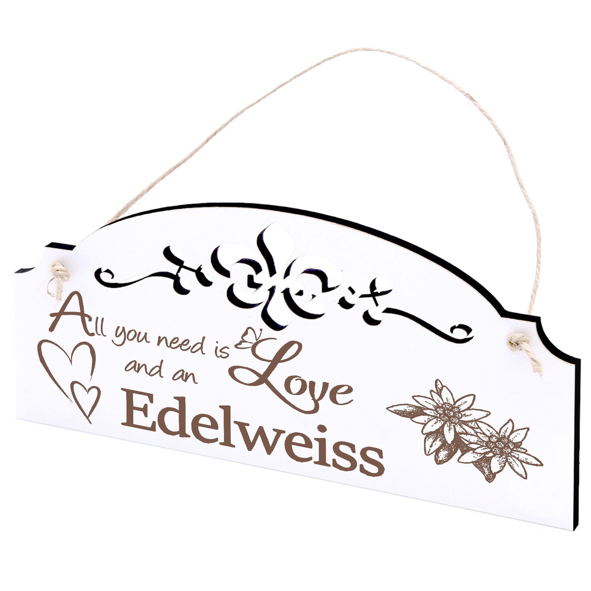 Dekolando Hängedekoration Alpen Edelweiss need Deko 20x10cm All is you Love