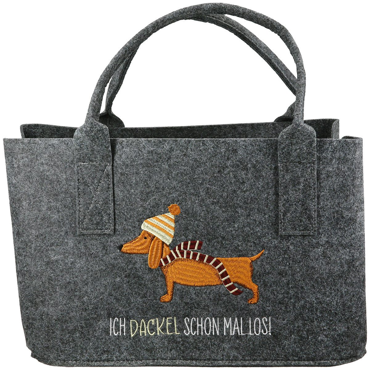 MF Shopper Filztasche Frieda mit Dackelmotiv für Weihnachten und Winter (1-tlg) – Bild 2 von 5