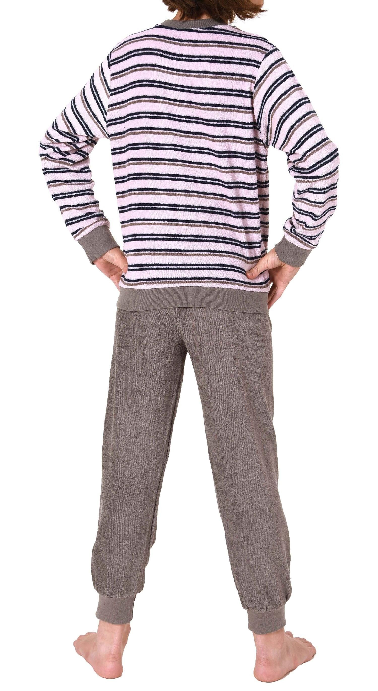 Normann Pyjama Mädchen Frottee Pyjama langarm Schlafanzug mit Bündchen – Bild 5 von 5