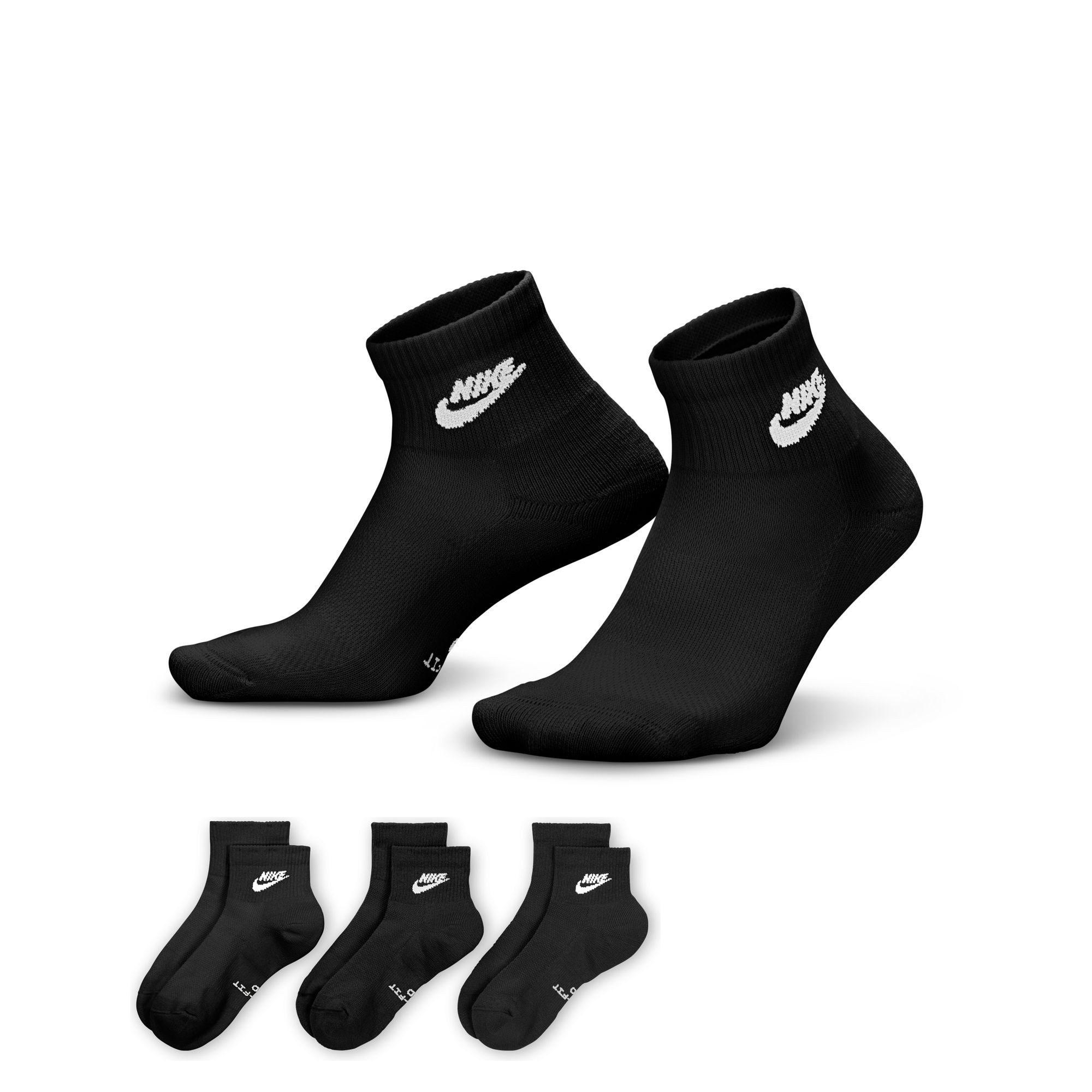 Nike Sportsocken U NK ED ELVD ANK 3P FUTRA -144 für Erwachsene, Everyday Essential Socken, leichte, vielseitige Socken