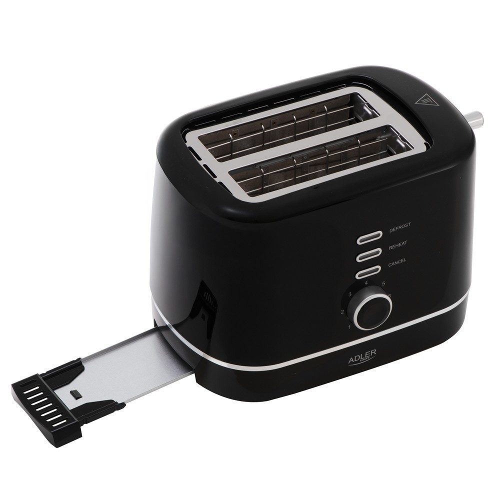 ADLER EUROPE Toaster AD 3224b, 2 kurze Schlitze, für 2 Scheiben, 850 W, 7 Bräunungsstufen, Auftau- und Aufwärmfunktion