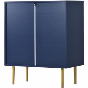 Fangqi Kommode Schubladenkommode, Kommode mit 3 Schubladen, FSC®-zertifiziertem, Sideboard, Highboard für Schlafzimmer & alle Wohnräume,Marineblau-H89/B75/T40 cm