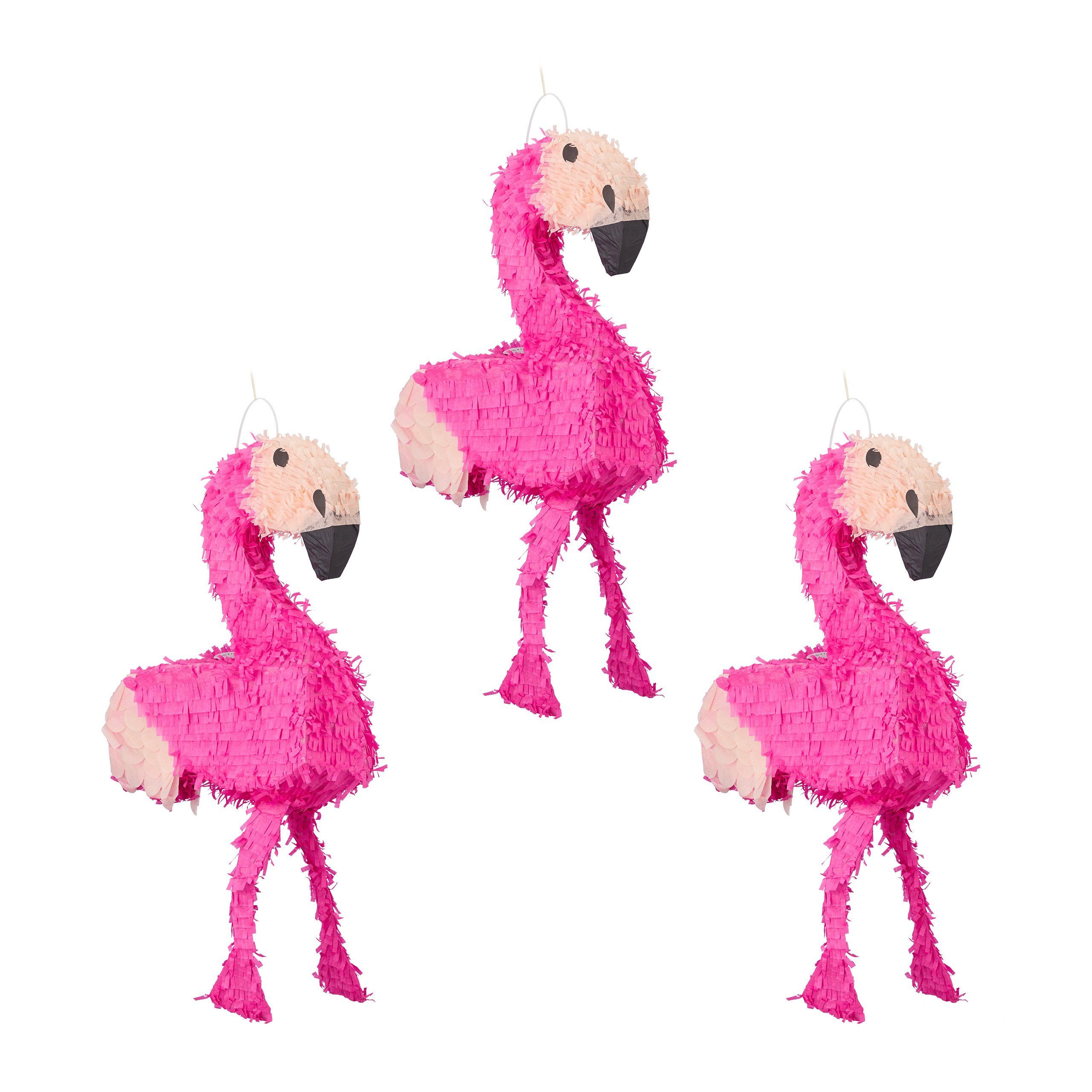 relaxdays Papierdekoration 3 x Pinata Flamingo