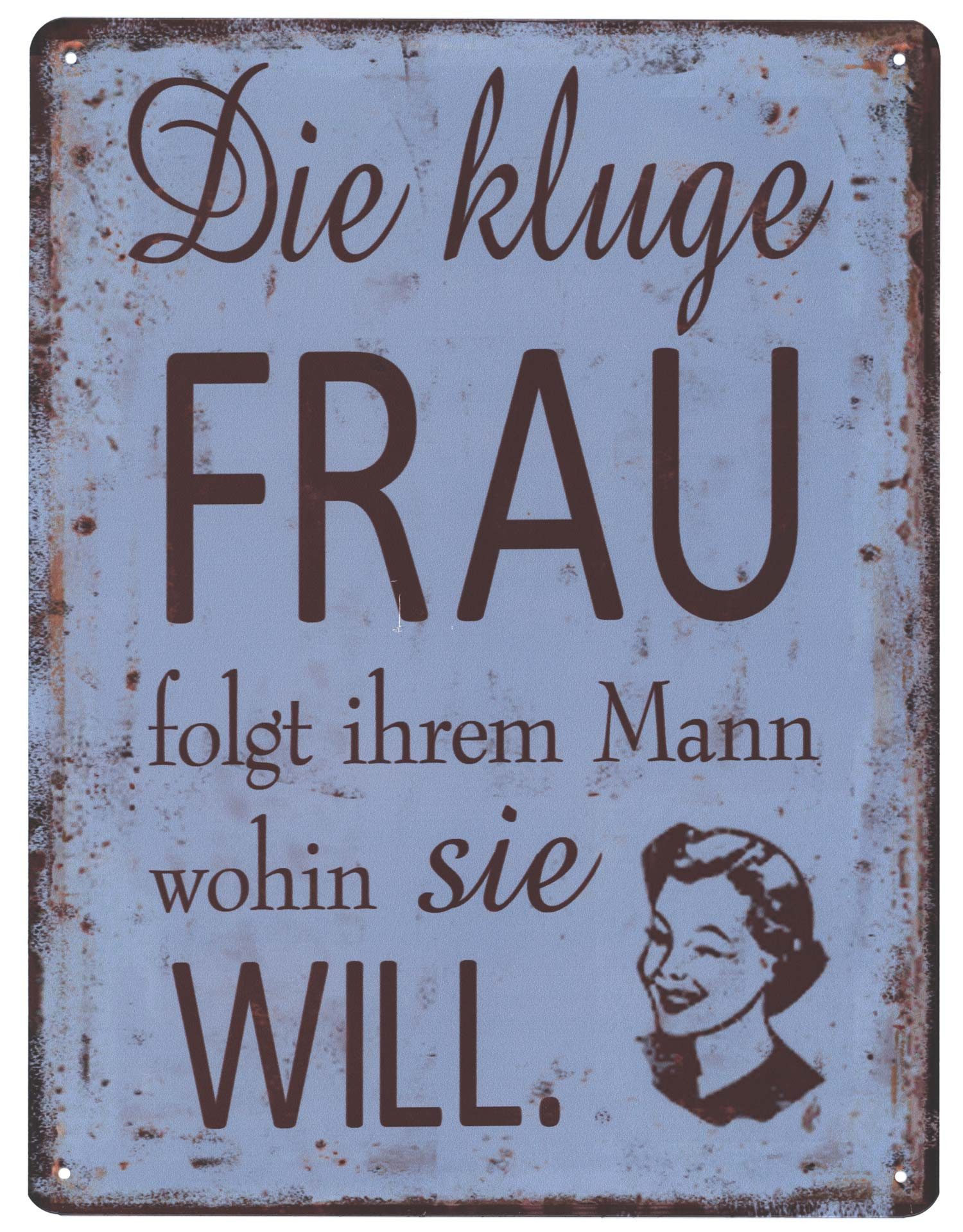 Moritz Metallschild Blechschild Frau, (Einzeln), 25 x 33 cm Vintage Retro Deko Schild Metallschild Wandbild Schild
