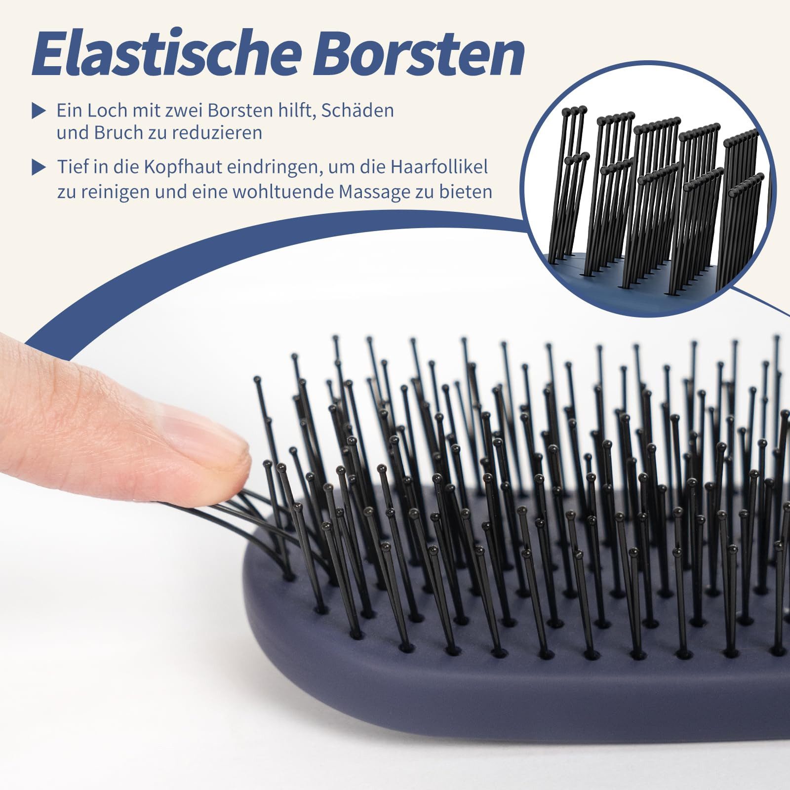 Forrlite Haarbürsten-Set Entwirrende Haarbürste für nasses und trockenes Haar, Föhnen Styling-Haarbürste für Damen, Herren, Kinder, reduziert Bruch, beseitigt Knoten, Haarbürste mit Kugelspitzen