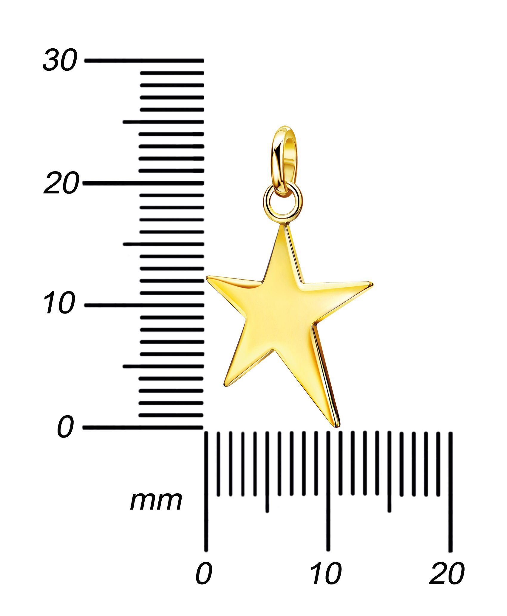 JEVELION Sternanhänger Stern Anhänger 585 Gold (Goldanhänger, für Damen), Goldschmuck - Made in Germany