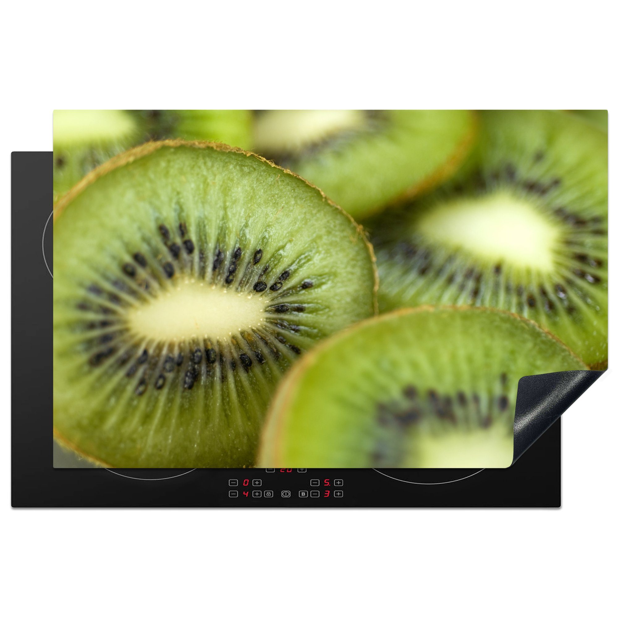 MuchoWow Herdblende-/Abdeckplatte Kiwi - Grün - Obst, Vinyl, (1 tlg), 81x52 cm, Induktionskochfeld Schutz für die küche, Ceranfeldabdeckung