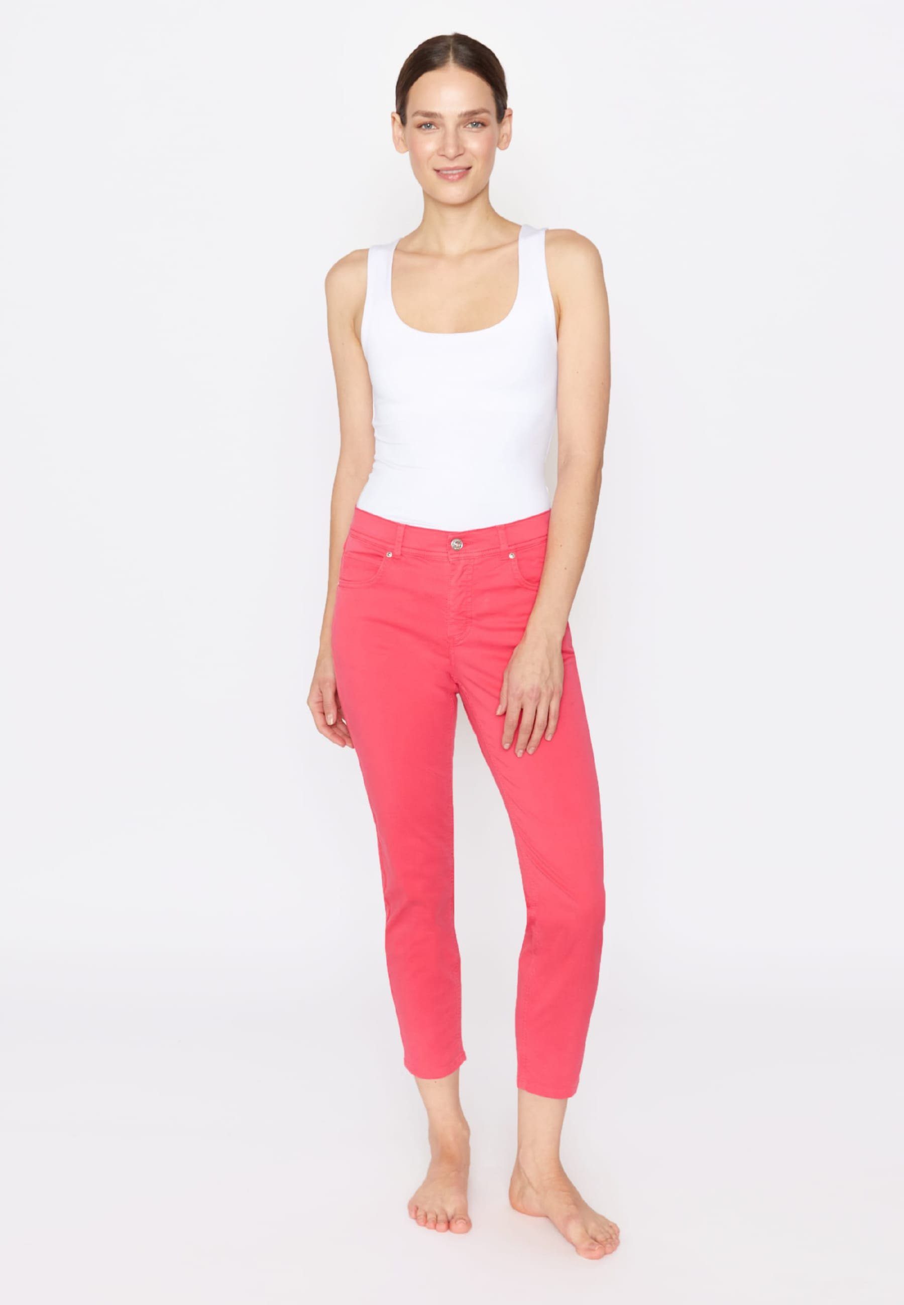 mit pink Jeans Ornella 7/8-Jeans Label-Applikationen Coloured ANGELS