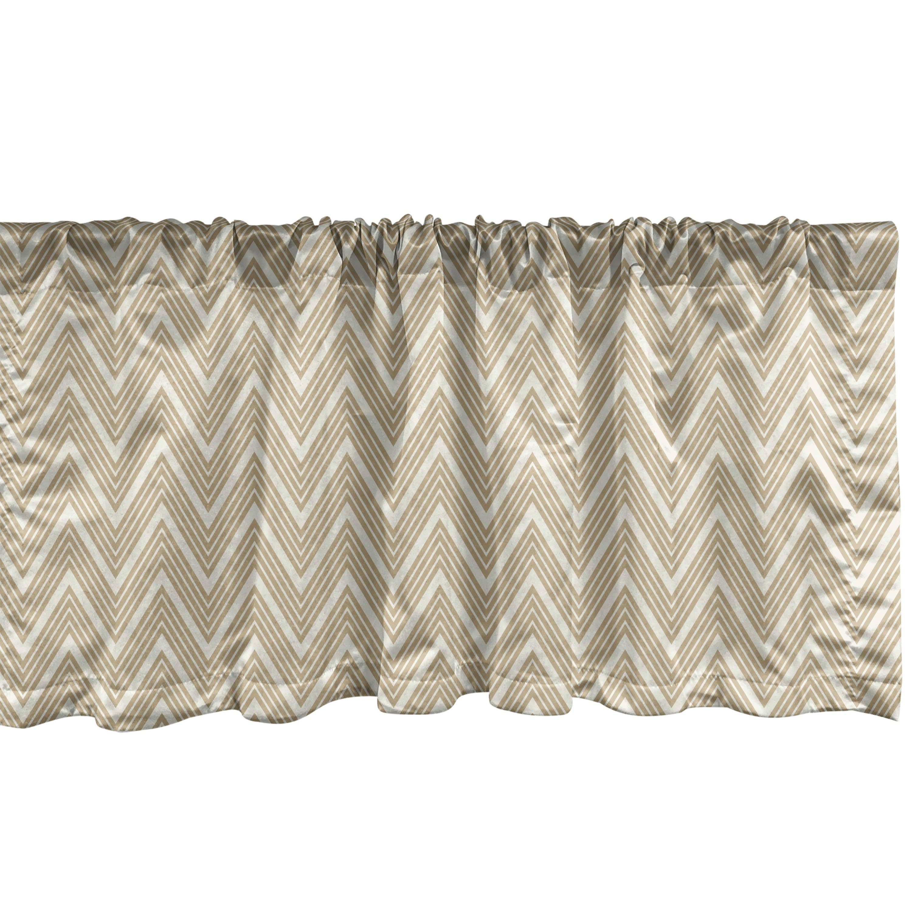 Scheibengardine Vorhang Volant für Küche Schlafzimmer Dekor mit Stangentasche, Abakuhaus, Microfaser, Beige 3 Dimensional Stripes