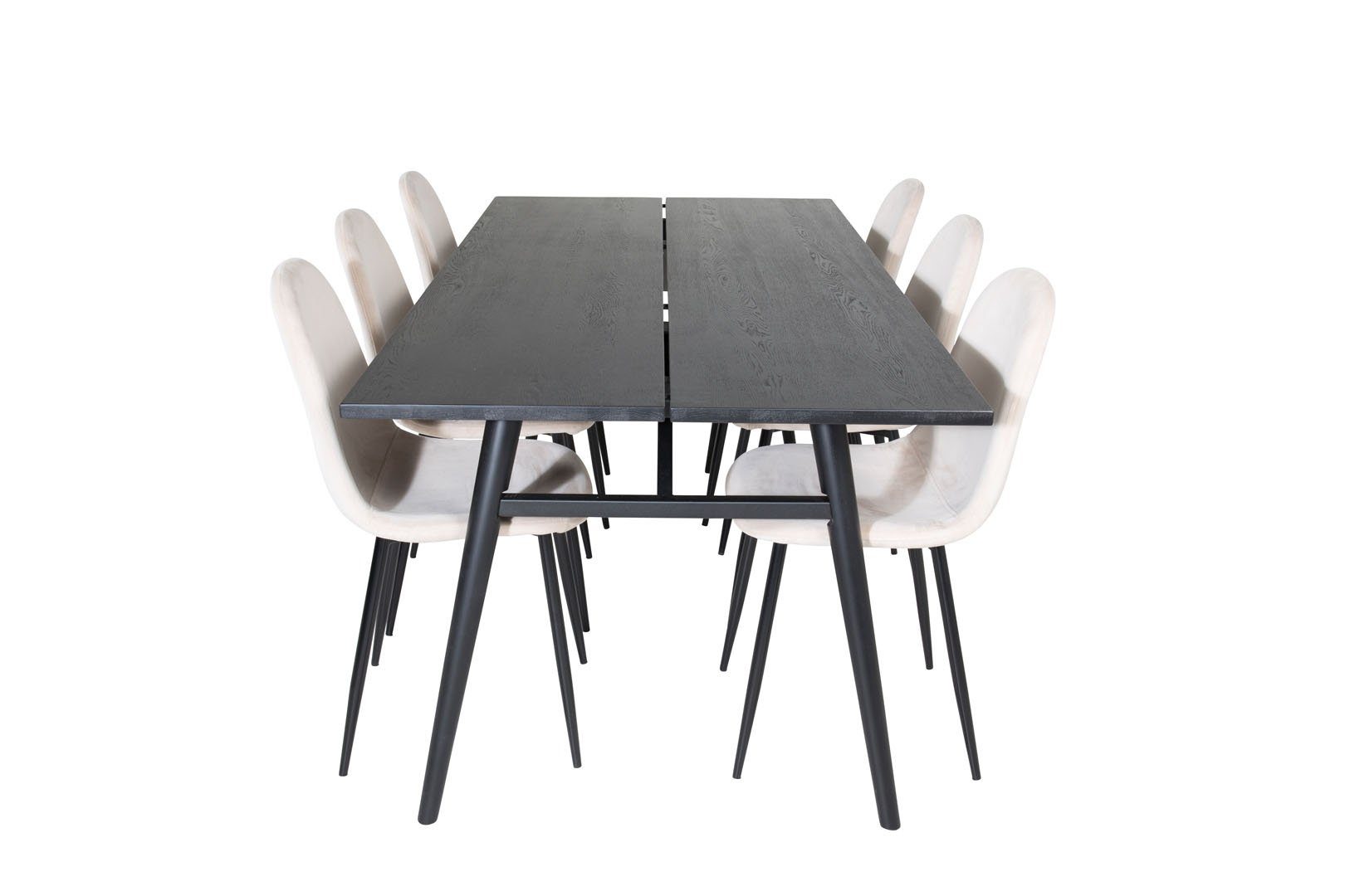 Sleek ebuy24 Esstisch Essgruppe ausziehbarer (7-tlg) Tisch Essgruppe schwarz;beige Lä,