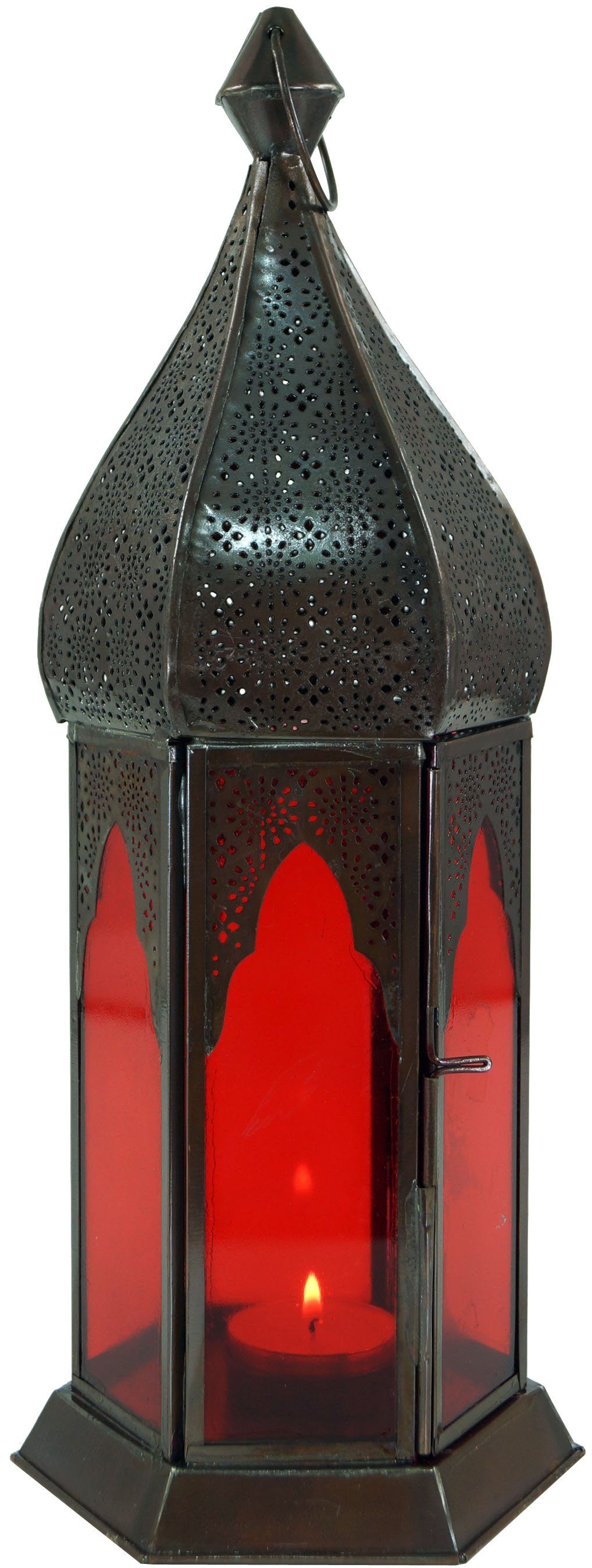 in.. Orientalische Laterne Guru-Shop Metall/Glas Kerzenlaterne rot-bunt