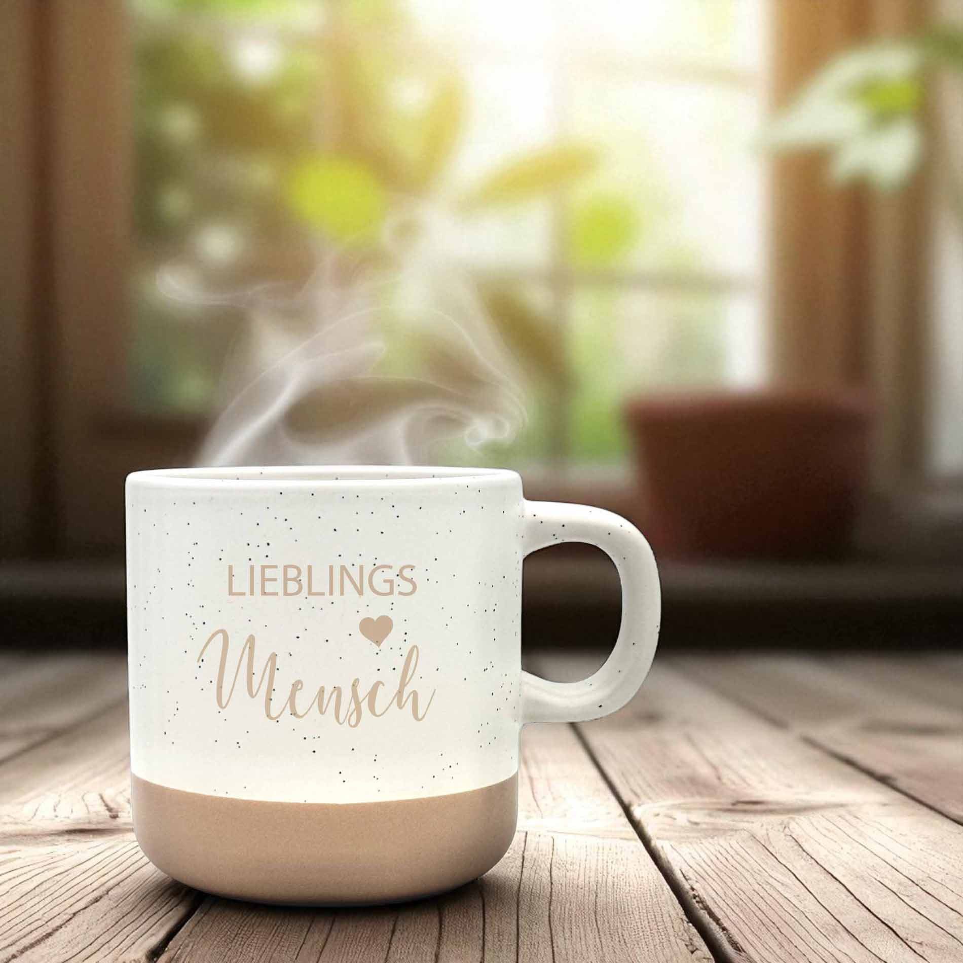 Camolo Tasse Kaffeetasse Steingut Lieblingsmensch, Keramik – Bild 2 von 5
