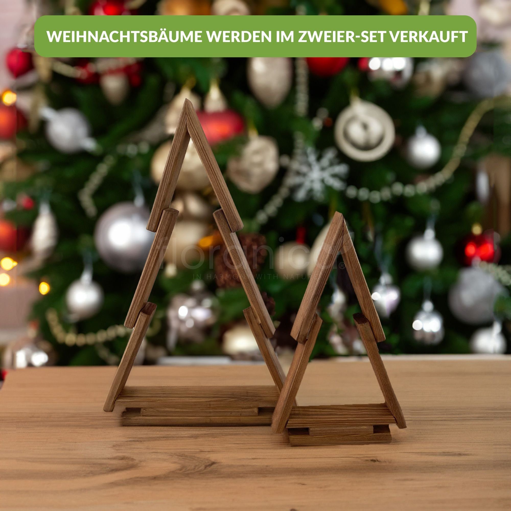 Hängedekoration Braun St), Floranica Kiefernholz Weihnachtsbaum (2 Weihnachtsdeko Farbe: