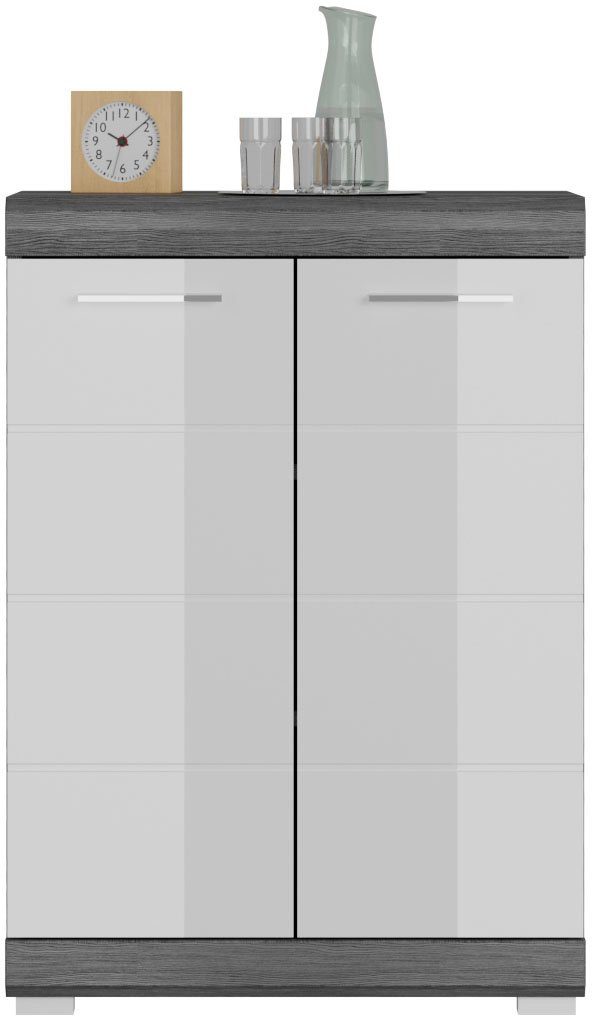 INOSIGN Kommode SIENA, Breite 60 cm, 2 Türen, 2 Einlegeböden, 3 Fächer (hochwertige Rillenfräsung in MDF Front), Schuhkommode, Schuhschrank, Anrichte, Sideboard