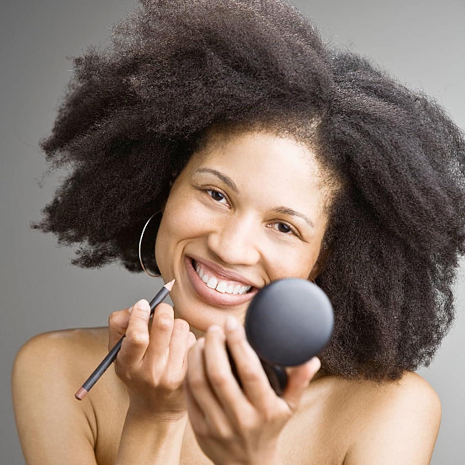 LABUYI Haarkamm Mini Haarbürste mit Spiegel, tragbarer Klappkamm, Schwarz