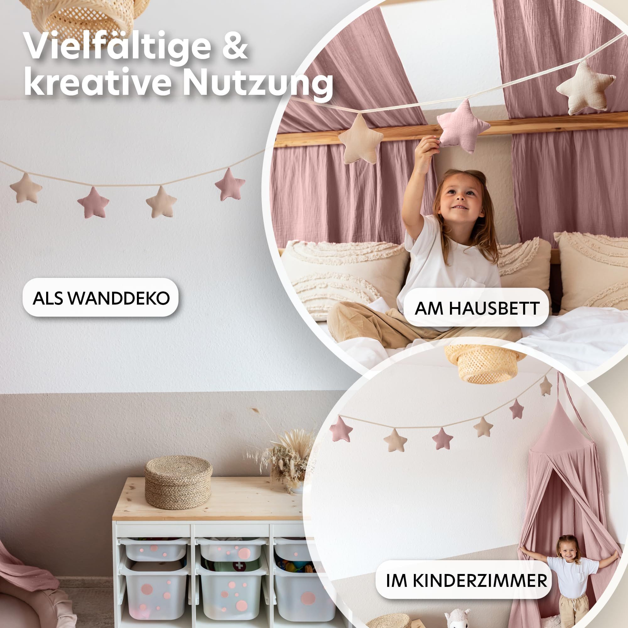 lilimaus Wimpelkette Handgemachte Wimpelkette für Kinderzimmer aus Musselin günstig online kaufen