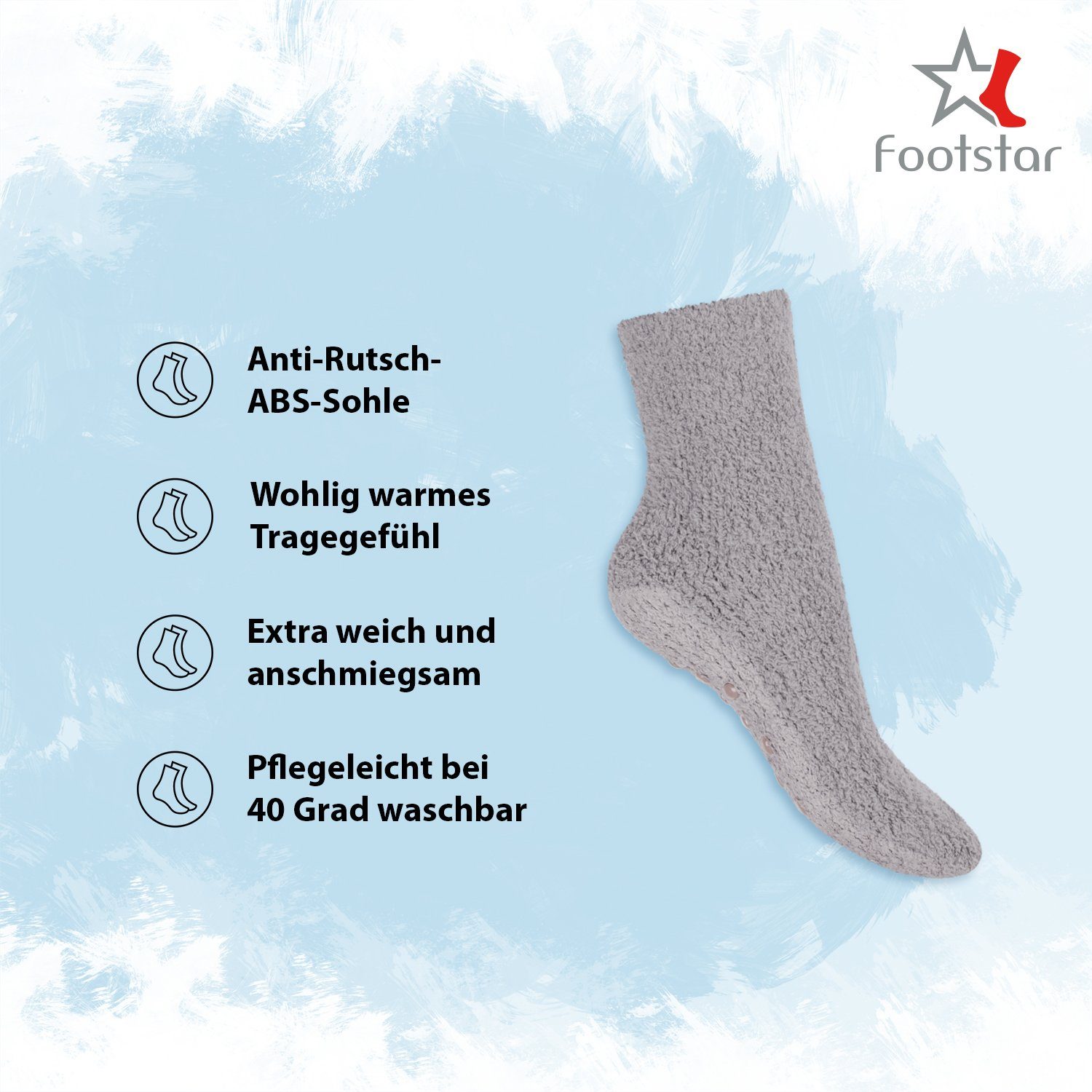 Footstar Kuschelsocken Plüschsocken für Damen & Herren Socken (6 Paar)