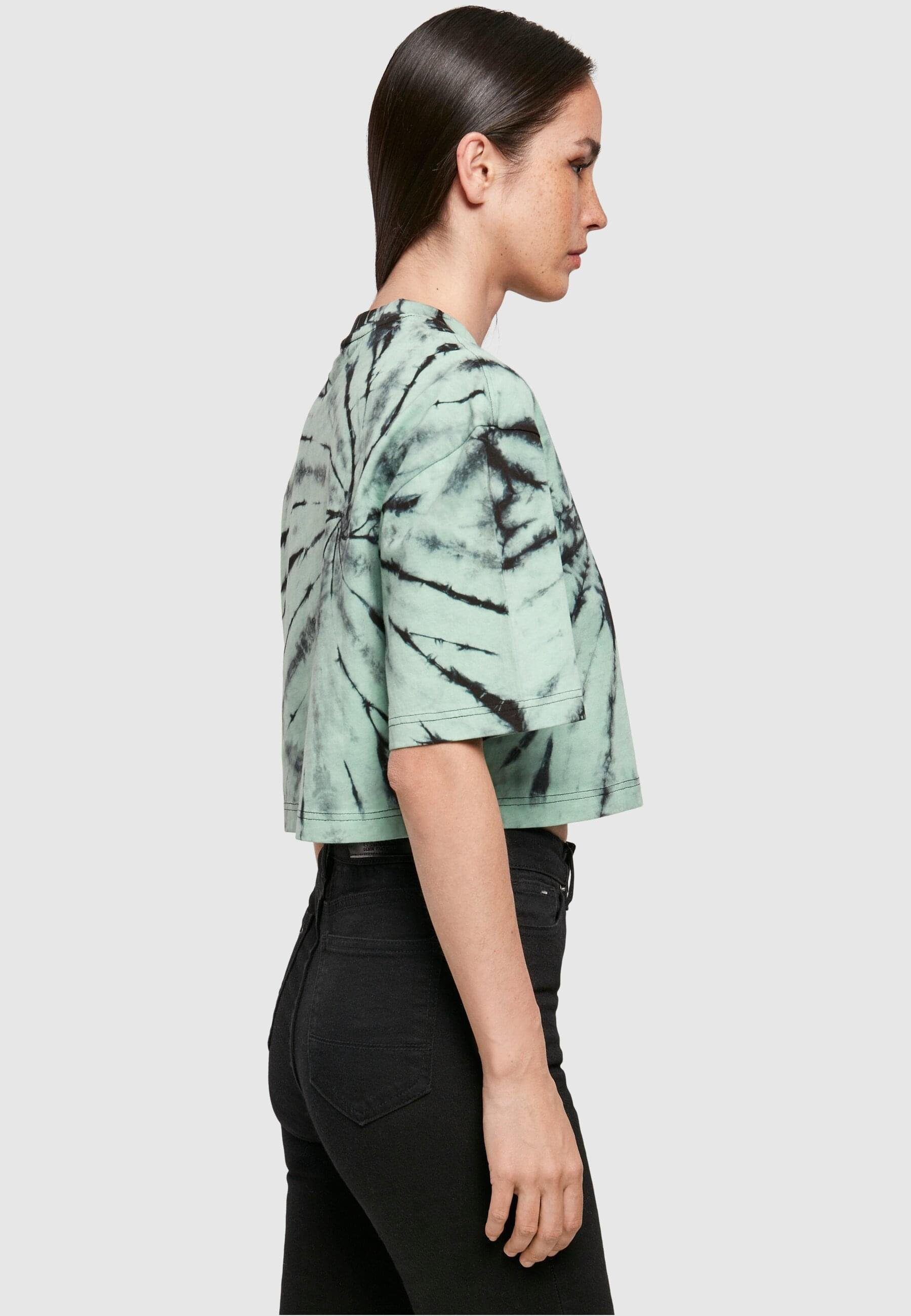black/ghostgreen Ladies Damen URBAN Oversized Cropped CLASSICS Kurzarmshirt (1-tlg) Tie Tee Dye