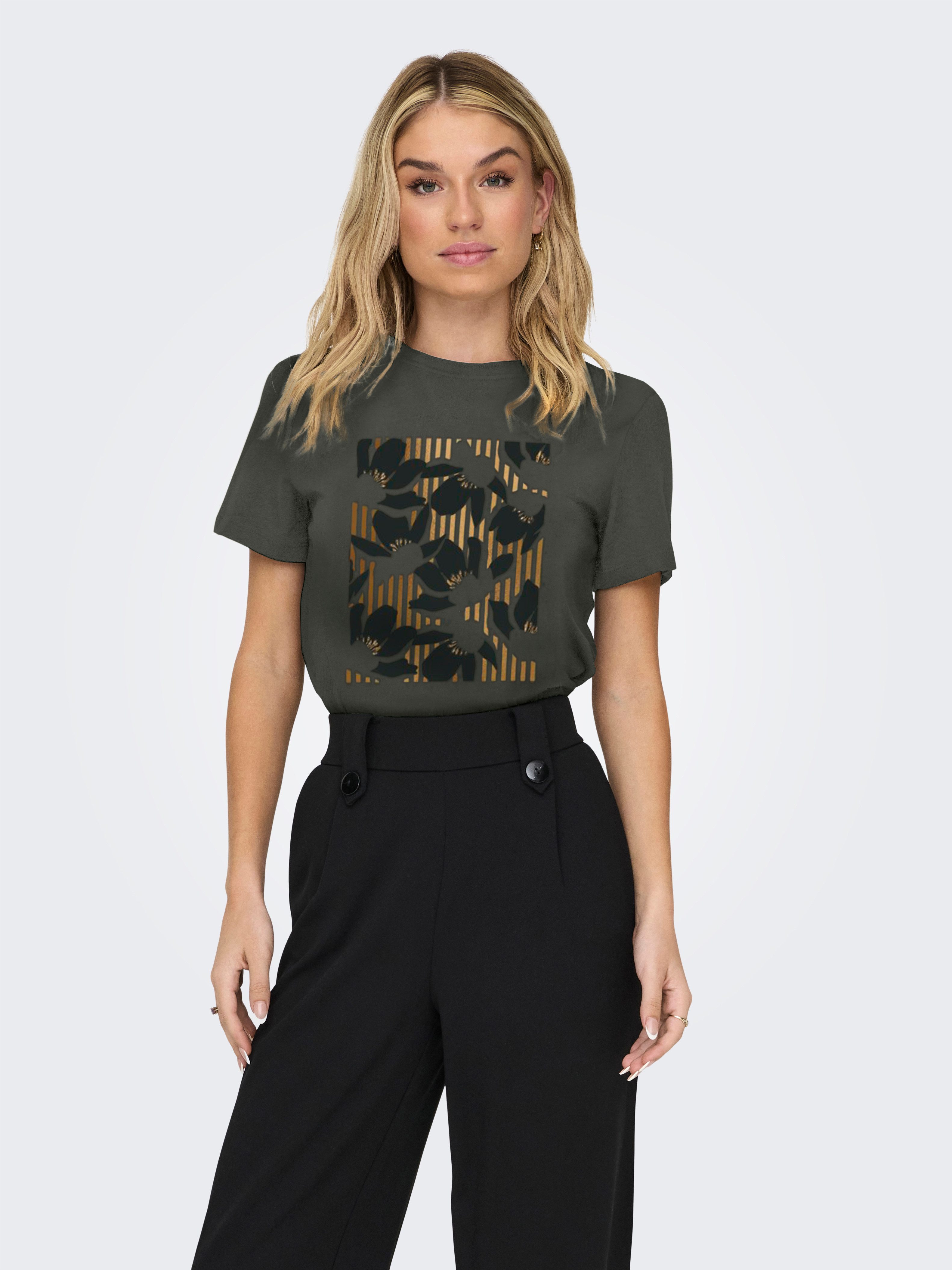 ONLY Kurzarmshirt ONLKITA LIFE REG S/S MIX TOP CS JRS EX. Baumwolle, regular fit