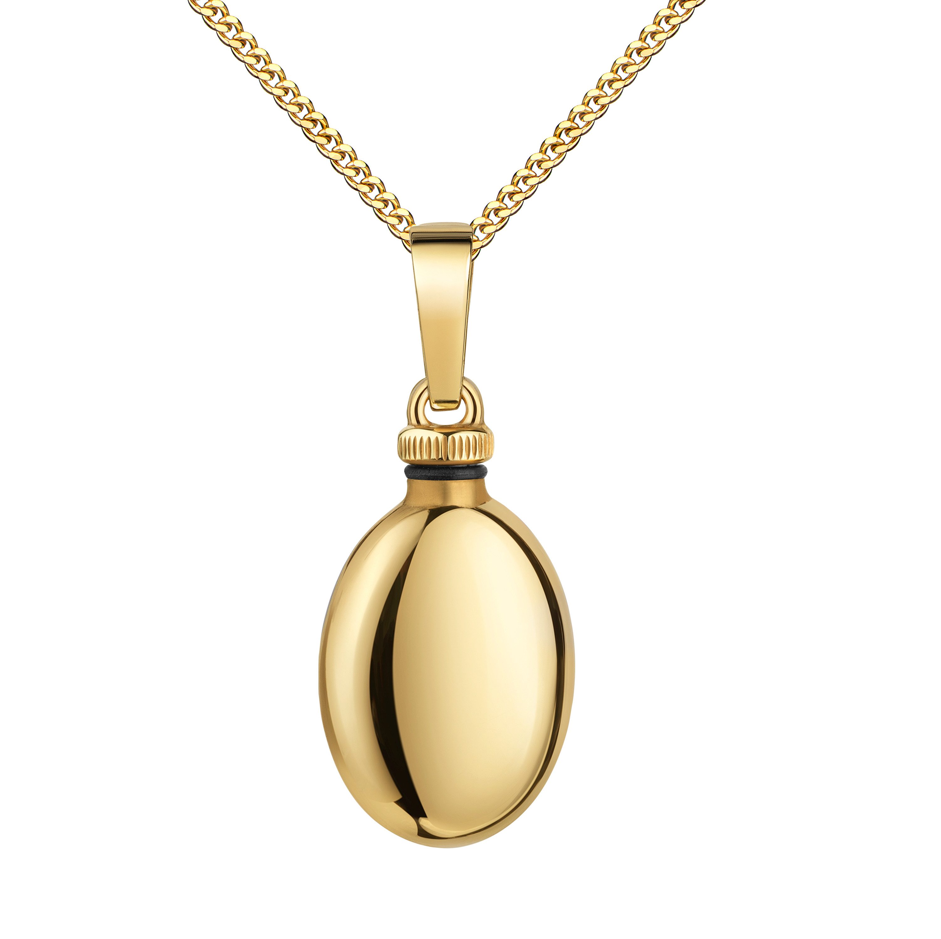 JEVELION Kette mit Anhänger 585 Gold kleiner Ascheschmuck für Asche, kleine Andenken zum Befüllen (Aschekette, für Damen und Mädchen), Urnenanhänger mit Kette vergoldet - Länge wählbar 36 - 70 cm