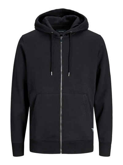 Jack & Jones Hoodie Basic Sweat Zip Hoodie Kapuzen Sweatshirt JJESOFT (1-tlg) 3773 in Schwarz