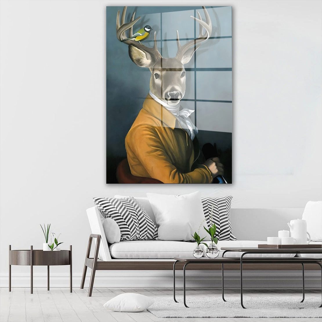 Artedinoi Acrylglasbild Hirsch Portrait Style Acrylglas Wandbild Bild Wanddeko Wohnzimmer XL