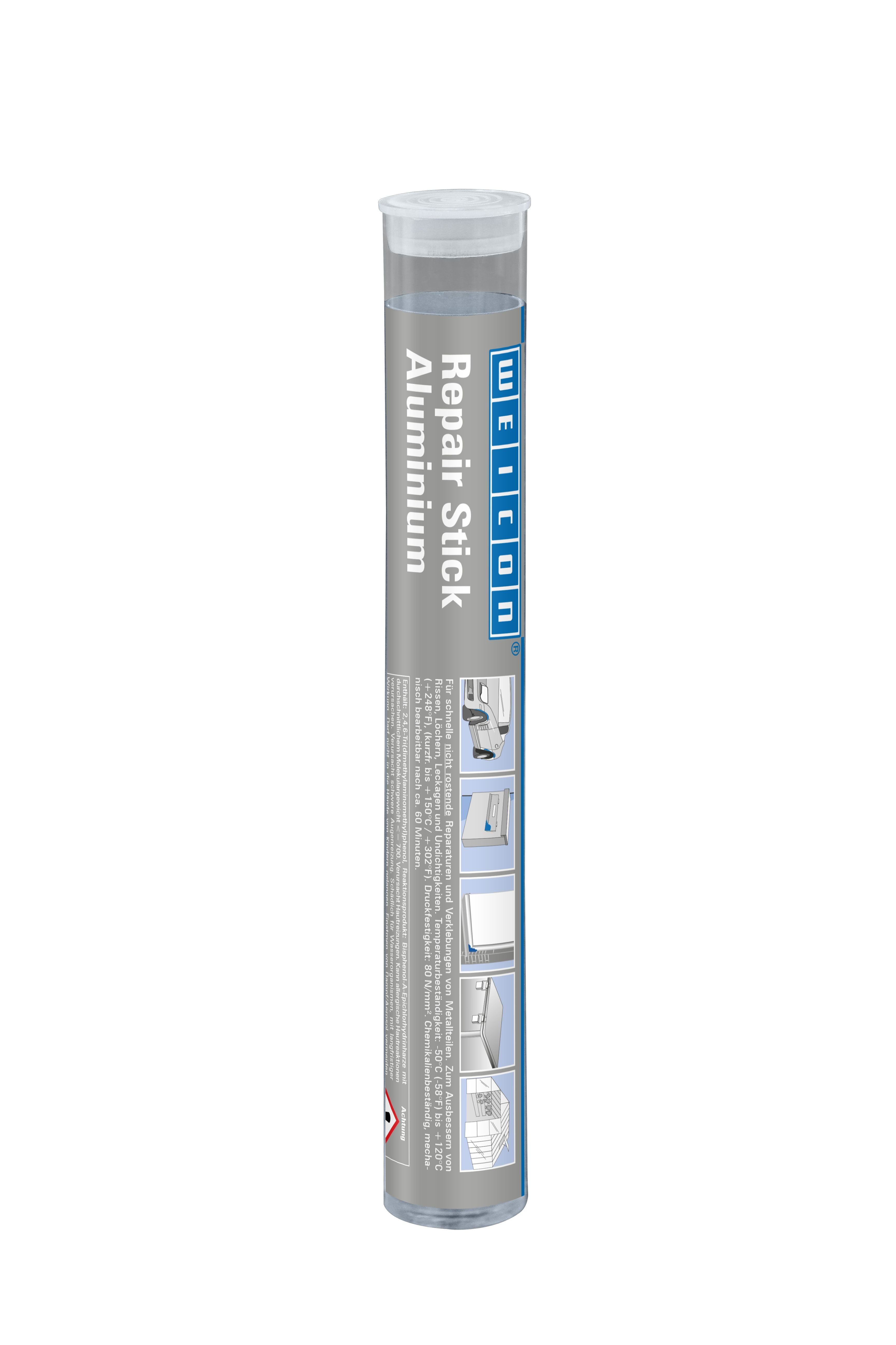 WEICON Reparaturmasse Repair Stick Aluminium Reparaturknete aluminiumgefüllt & nicht rostend, Epoxidharz, zum Kneten, (Stick), Für schnelle und nicht rostende Reparaturen