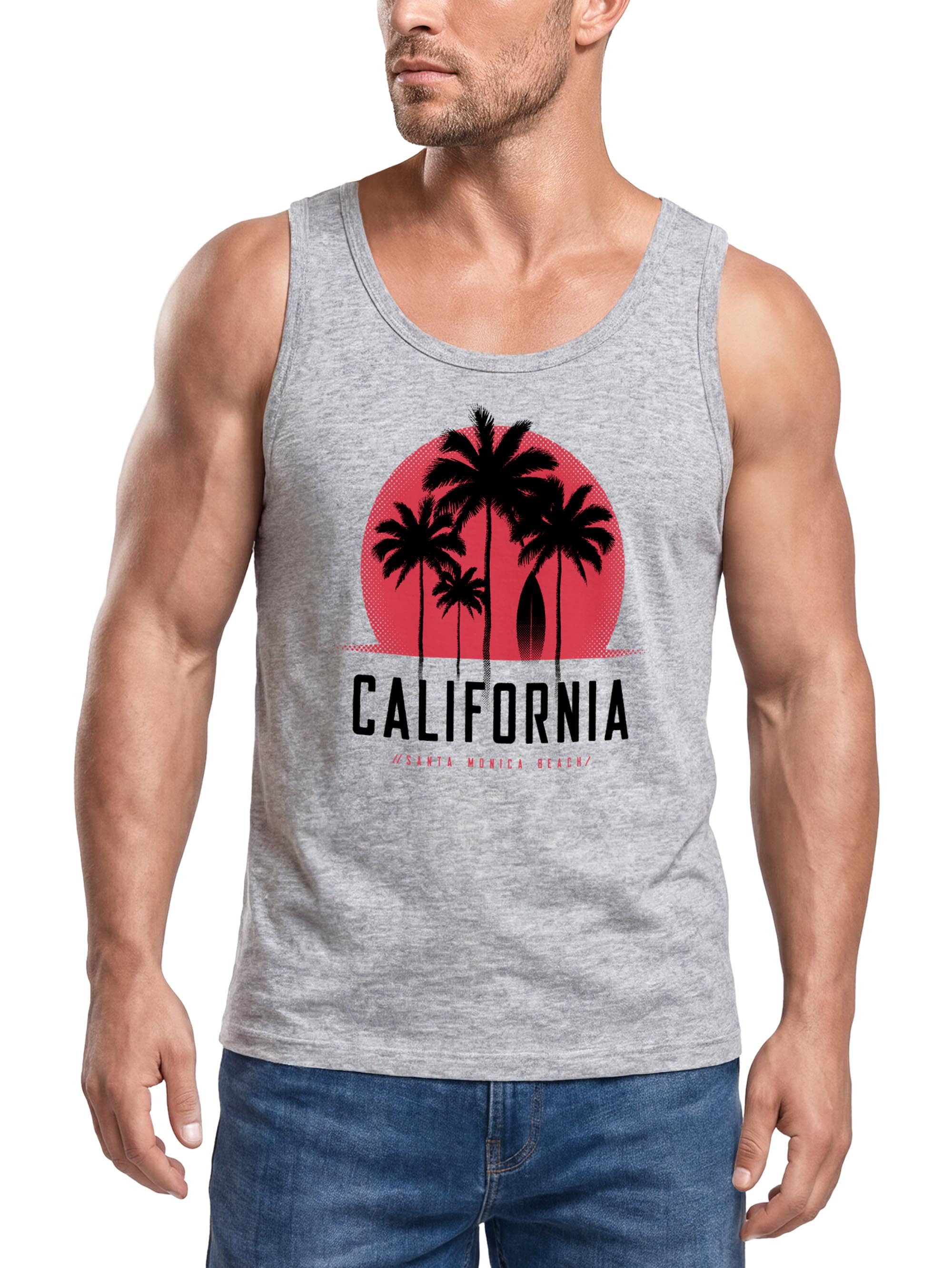 Tanktop Herren Tank-Top California Palmen Santa Monica Beach Sommer Sonne