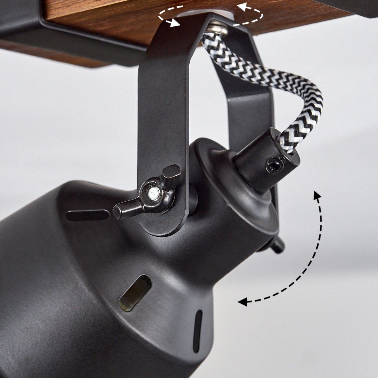 hofstein Wandleuchte moderne Wandlampe aus Metall/Holz in Schwarz/Dunkelbraun, ohne Leuchtmittel, mit verstellbarem Schirm, 1x GU10 ohne Leuchtmittel