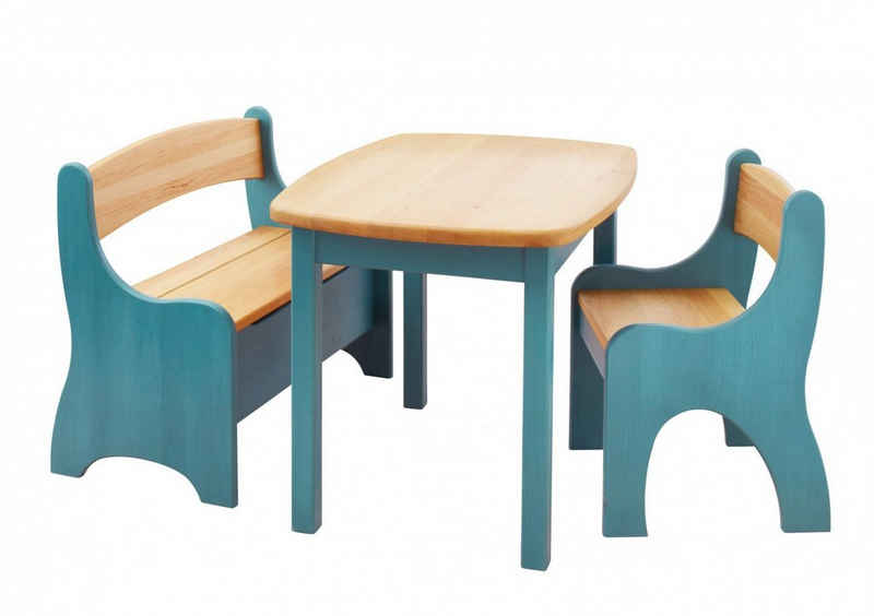 BioKinder - Das gesunde Kinderzimmer Kindersitzgruppe »Levin«, mit Tisch, Sitzbank und Stuhl, Sitzhöhe 30 cm