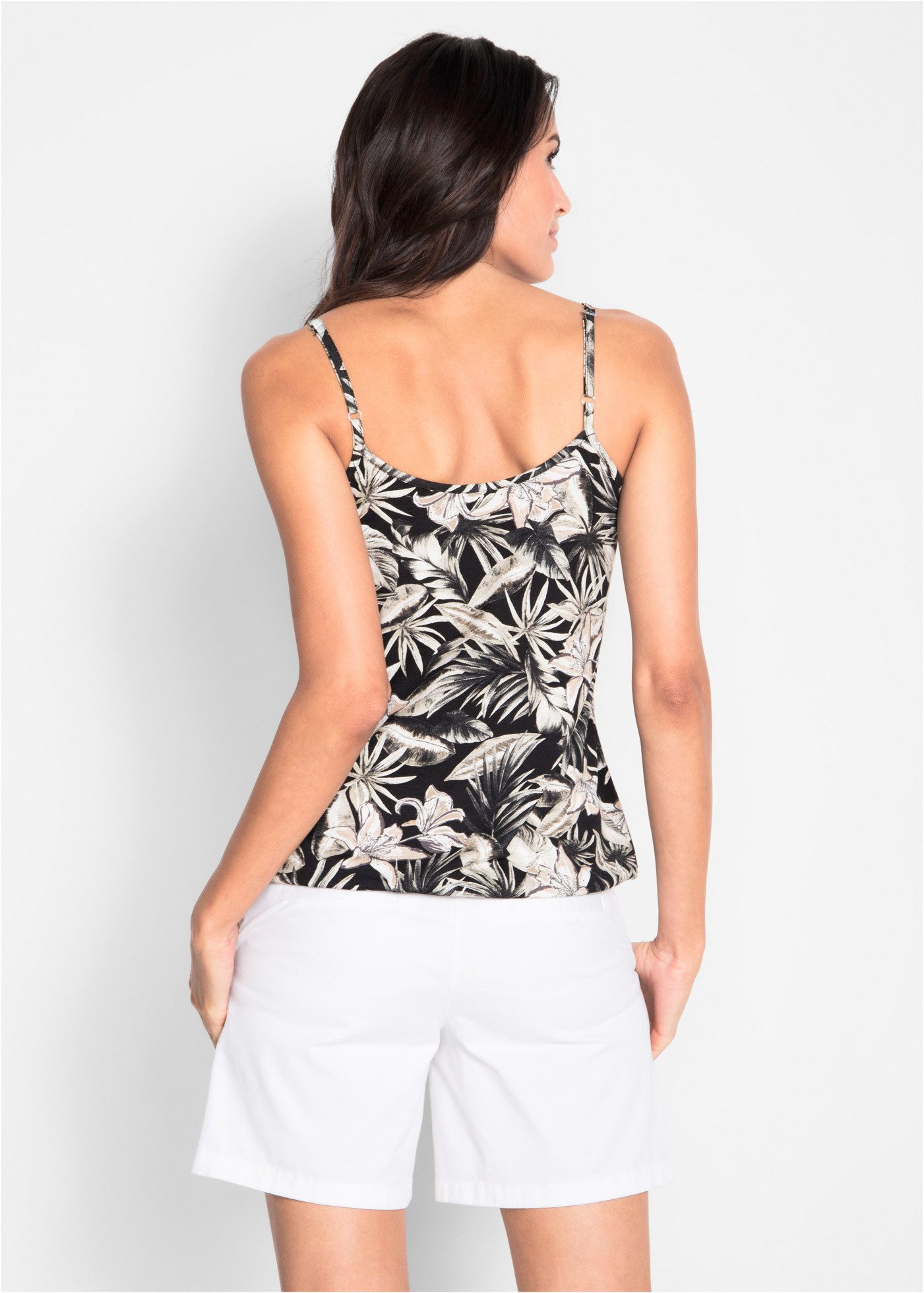 bonprix Spaghettitop (1-tlg) locker geschnitten, schmale Träger, Blumendruck