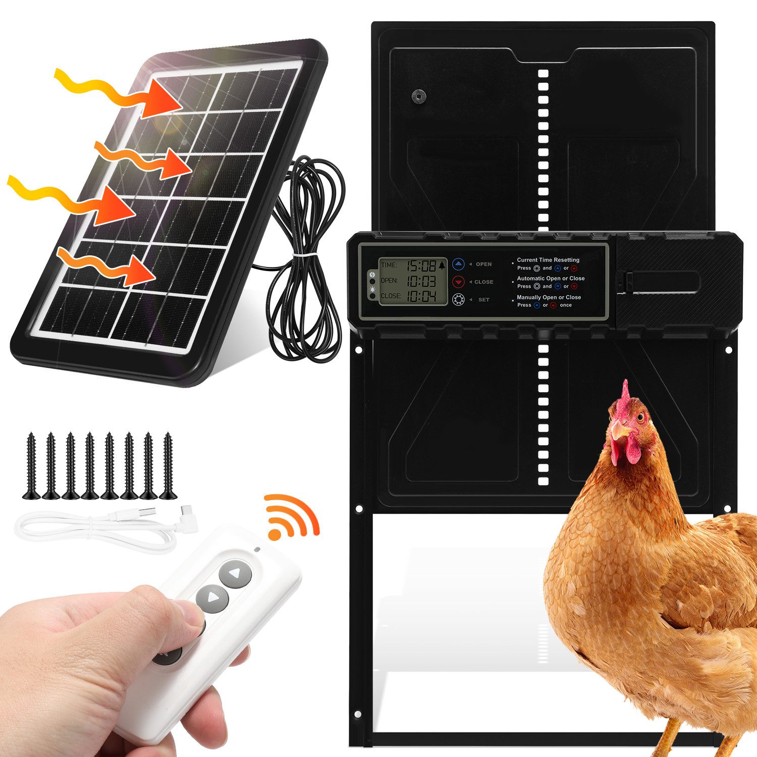Hühnerstall Aluminum Automatische Solar Hühnerklappe Batterie, Elektrische