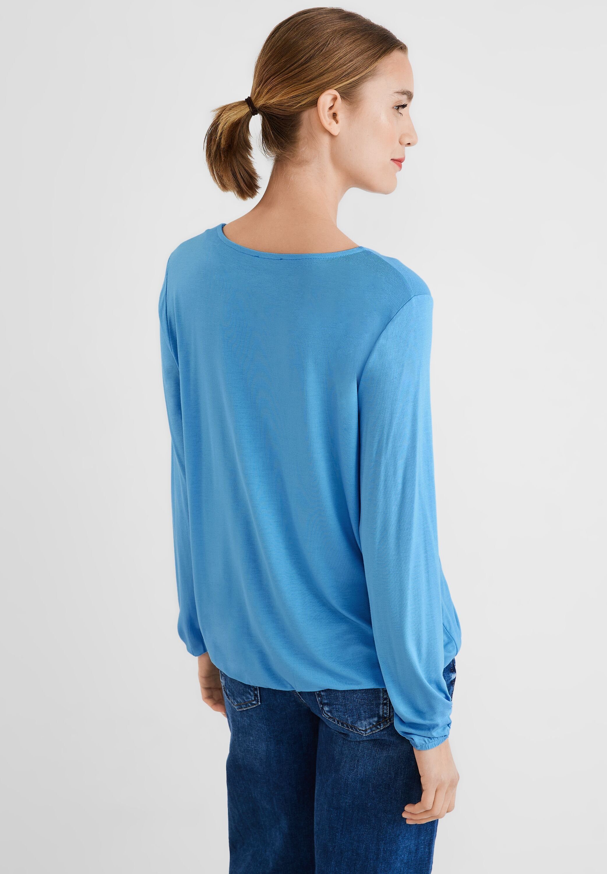 V-Shirt abgerundetem V-Ausschnitt blue mit ONE splash STREET