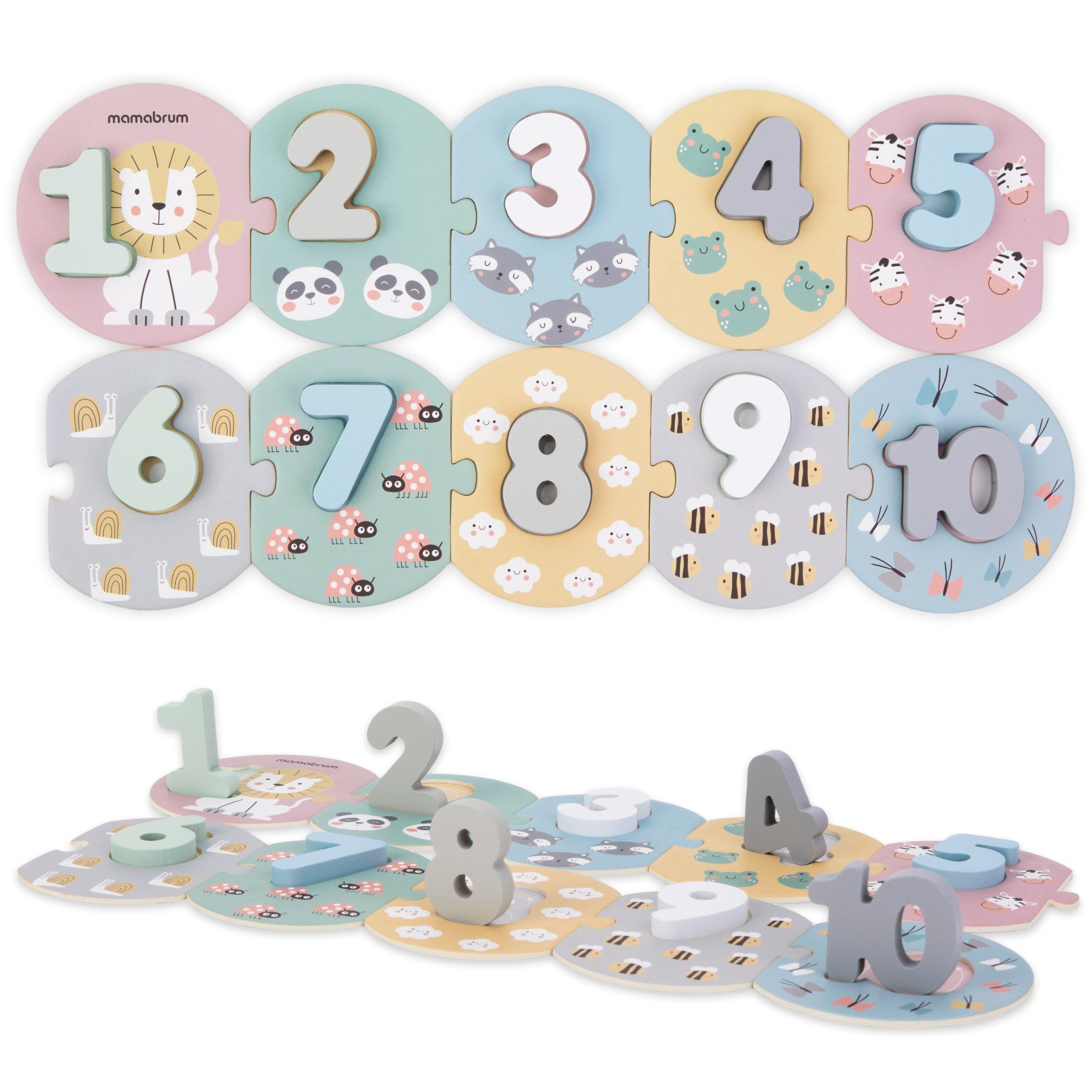 Mamabrum Puzzle-Sortierschale Pädagogische Zahlenpuzzles aus Holz