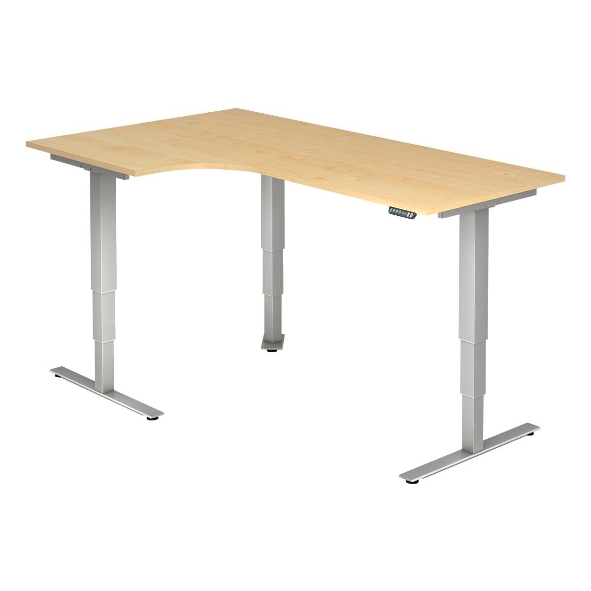 HAMMERBACHER Eckschreibtisch Ergonomic, Breite 200 cm, elektrisch / traversenlos Höhe 63,5-128,5 cm, T-Fuß