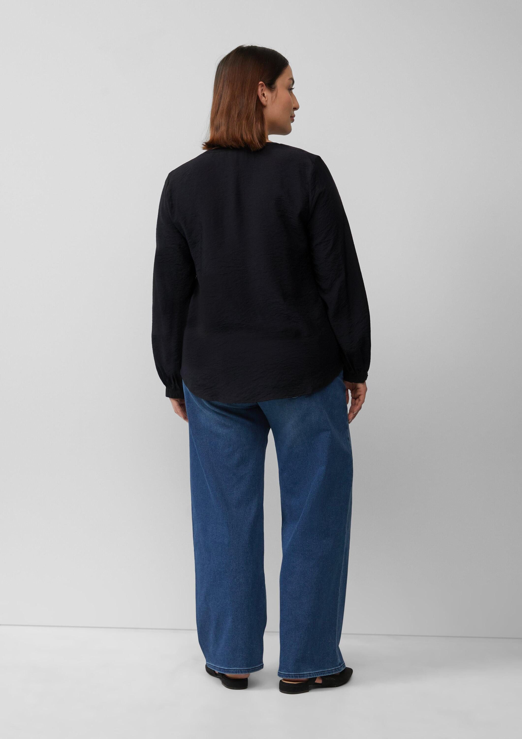 s.Oliver Langarmbluse Bluse Strukturierte Bluse aus Viskosemix mit Raffung
