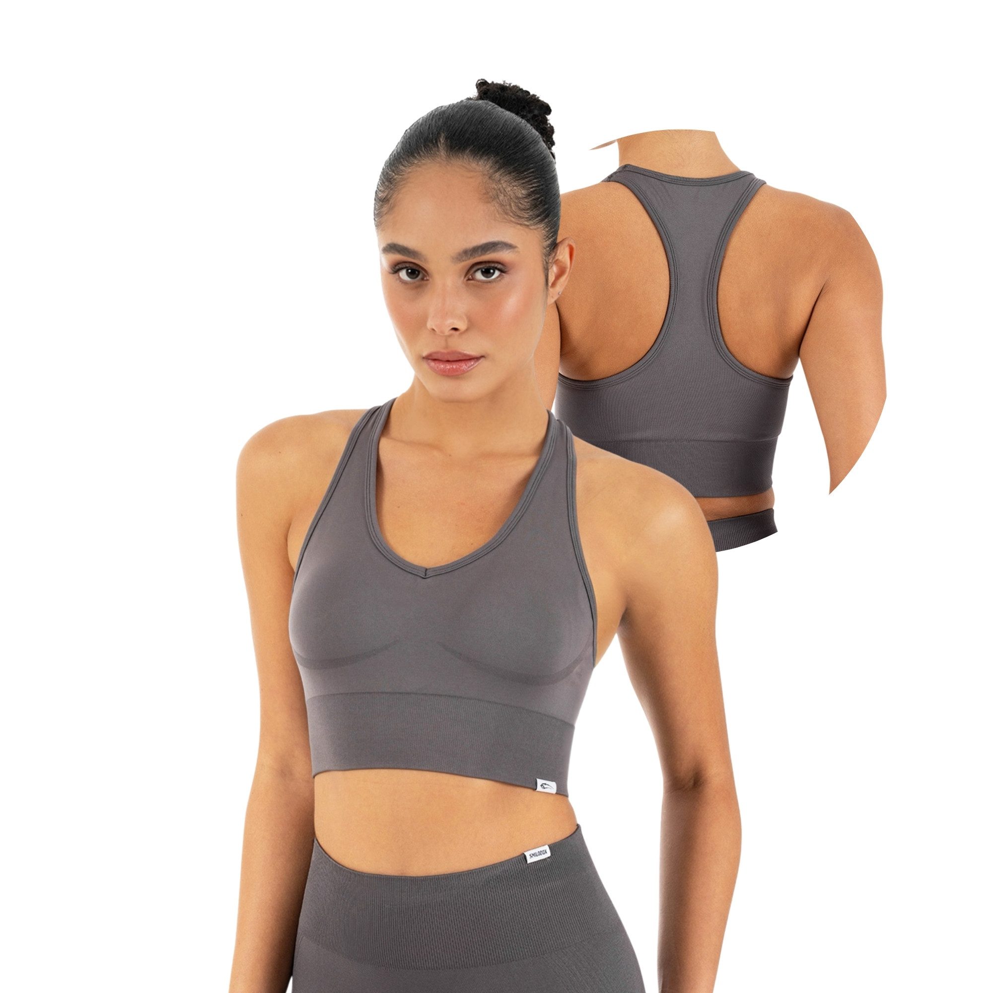 Smilodox Sport-BH Vonda, Sport Top Damen, Gym-BH für Workouts,Training & Yoga V-Ausschnitt, Seamless, Shaped Fit, Support-Bund, elastisch