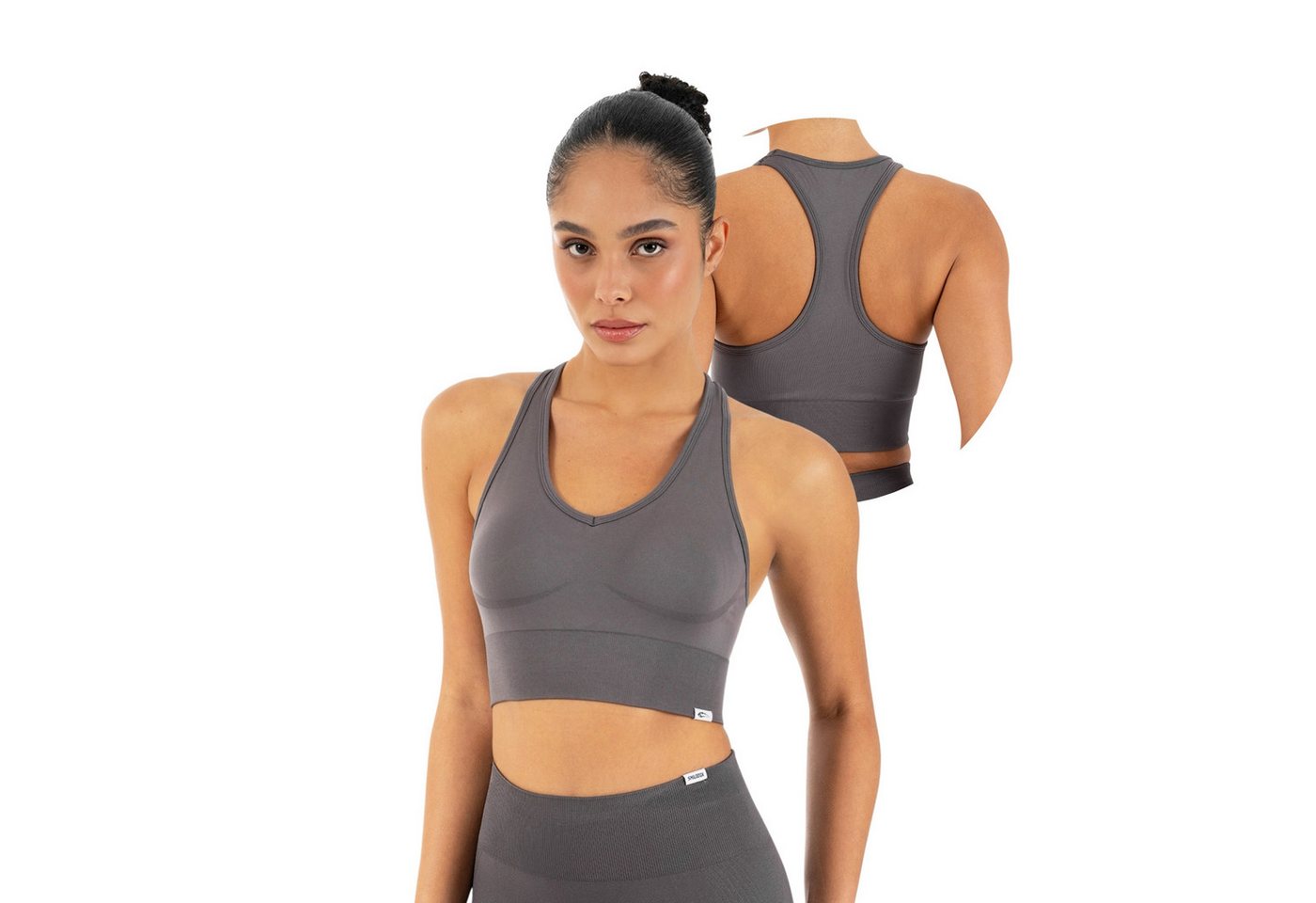 Smilodox Sport-BH Vonda, Sport Top Damen, Gym-BH für Workouts,Training & Yoga V-Ausschnitt, Seamless, Shaped Fit, Support-Bund, elastisch