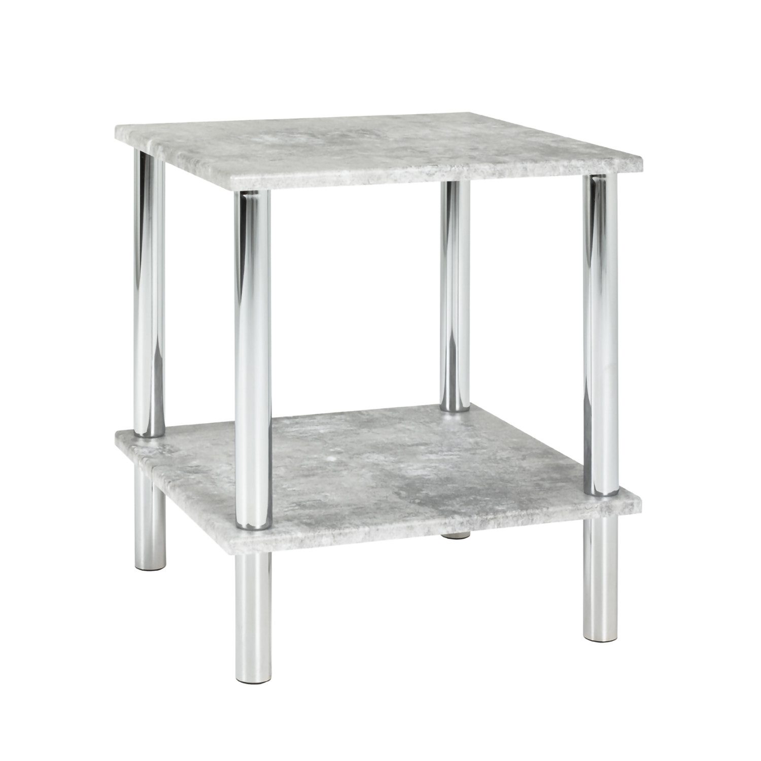 HAKU Beistelltisch Beistelltisch betonoptik chrom-Sofatisch MDF Metall-B 39xH 47xT 39 cm (1 Stück), Beistelltisch aus Metall, Sofatisch, Wohnzimmertisch