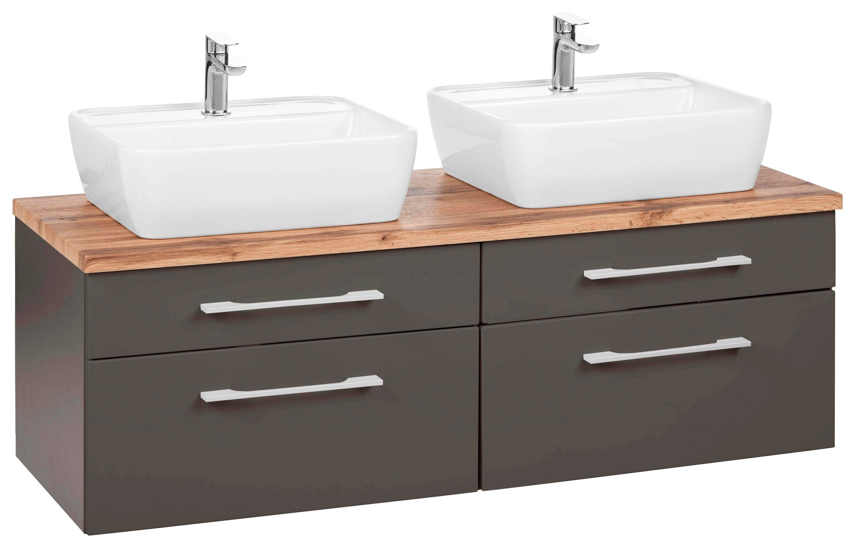 welltime Waschbeckenunterschrank Davos Badmöbel, Waschtisch inkl. Waschbecken, Breite 120 cm