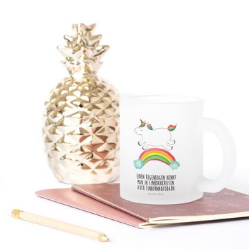 Mr. & Mrs. Panda Teeglas Einhorn Regenbogen - Transparent - Geschenk, Einhörner, Einhornpower, Premium Glas, Außerordentliches Design