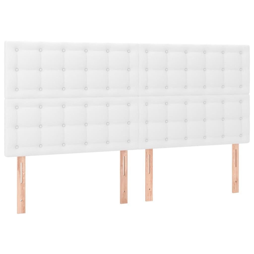 vidaXL Bett LED Kopfteil Weiß 200x5x118/128 cm Kunstleder (1-tlg)