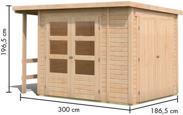 Karibu Gartenhaus Multifunktionshaus 1 Pultdach, BxT: 300x186,5 cm, naturbelassen oder terragrau