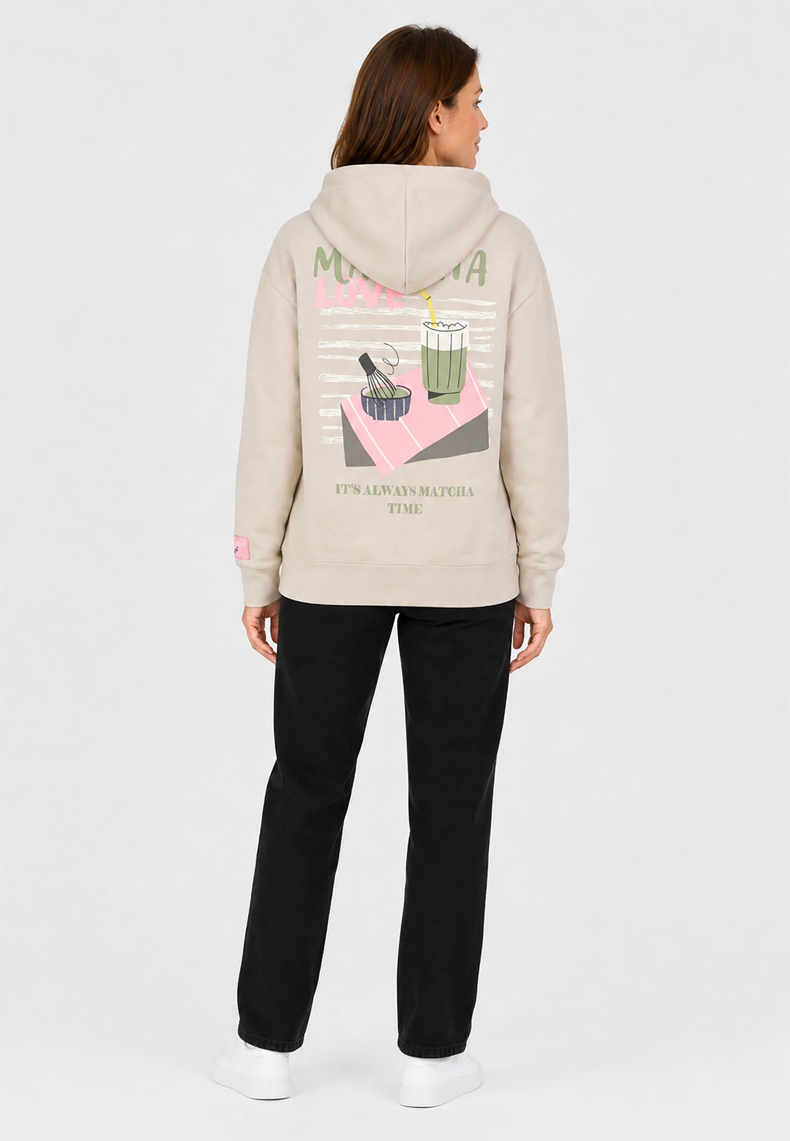 SUBLEVEL Hoodie Kaffee-Motivprint Elastikbündchen Kapuze für Damen (1-tlg) Rundhalsausschnitt, Grafikprint, Normale Passform, Kängurutasche – Bild 5 von 5