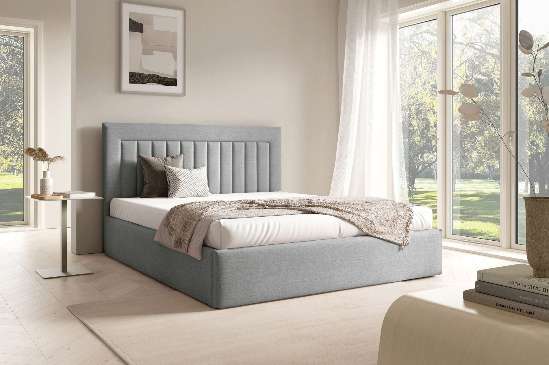 Selsey Polsterbett AVERIN, Polsterbett mit Bettkasten und Lattenrost, gepolstertes Kopfteil