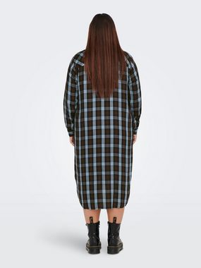 ONLY CARMAKOMA Shirtkleid Kariertes Midi Kleid Übergröße Plus Size Holzfäller Design (lang) 4571 in Schwarz-Blau