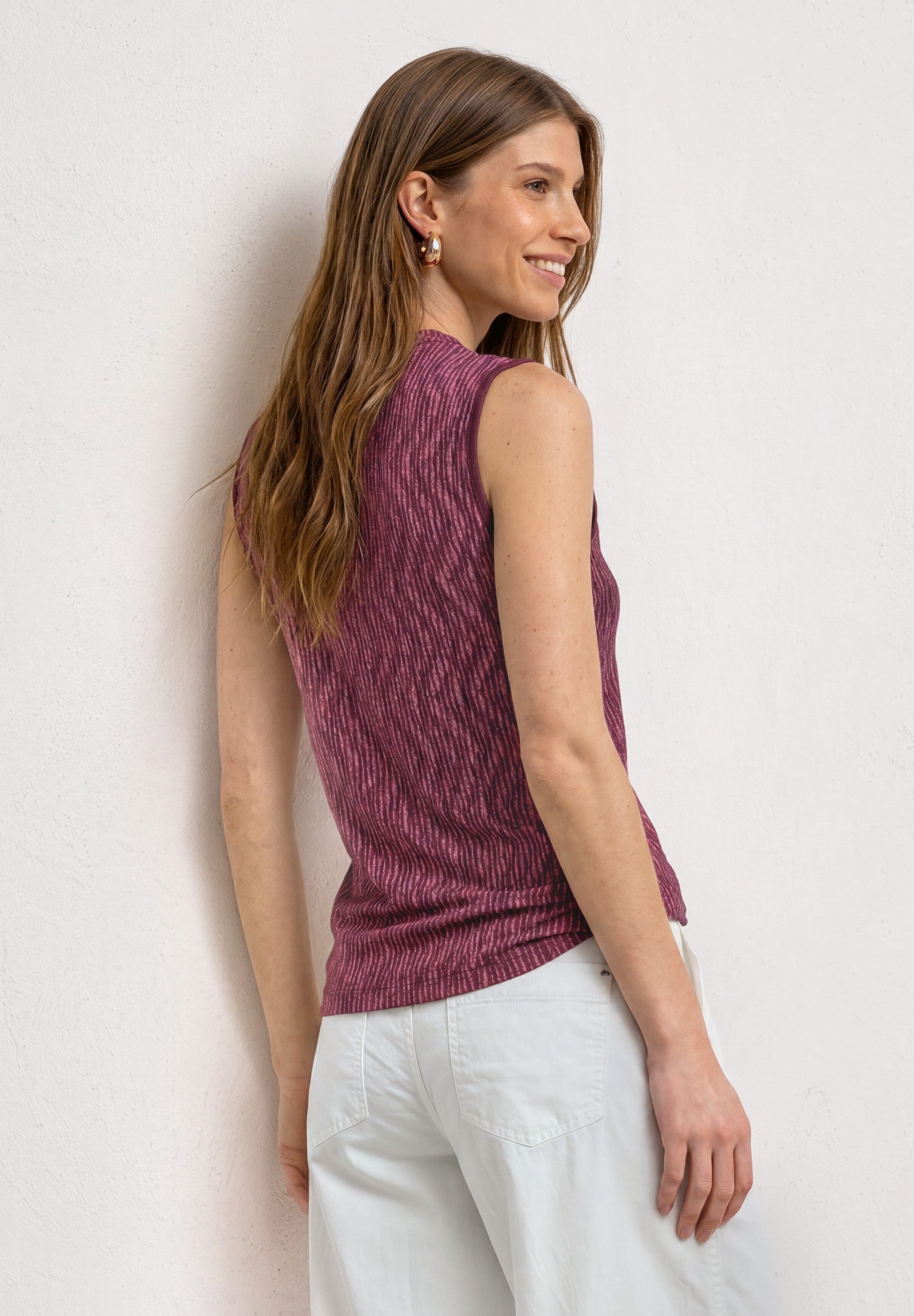 STREET ONE Shirttop Sommertop mit grafischem Muster und Turtleneck