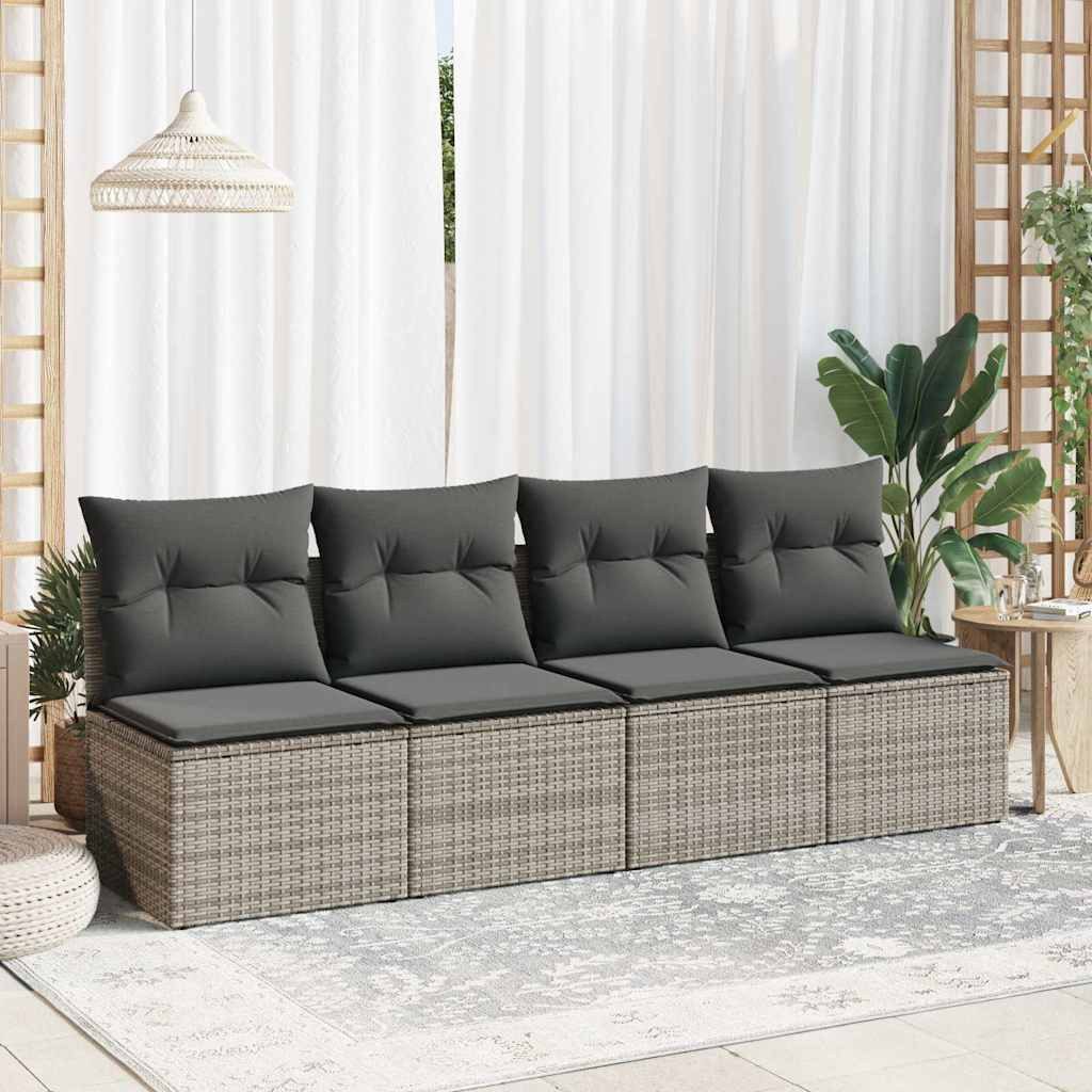 vidaXL Gartenlounge-Set 2-tlg. Garten-Sofagarnitur mit Kissen Grau Poly Rattan, (1-tlg)