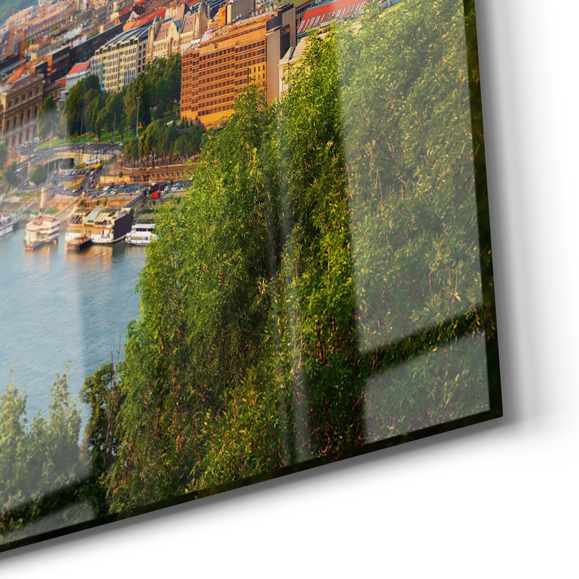 DEQORI Glasbild 'Blick über Budapest', 'Blick über Budapest', Glas Wandbild Bild schwebend modern